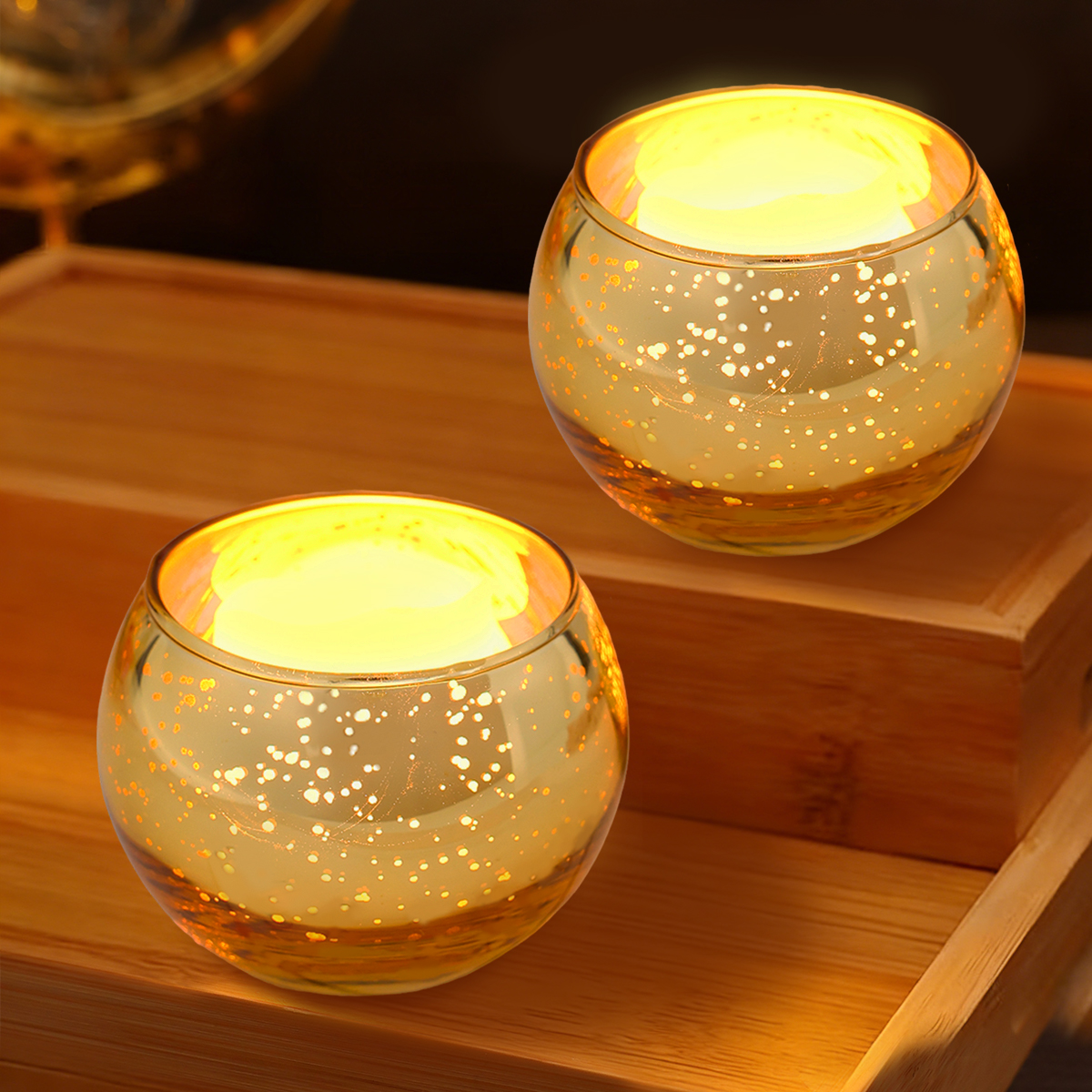 Candle Glass Supplies - Round Gold Glass Candle Holders Happy