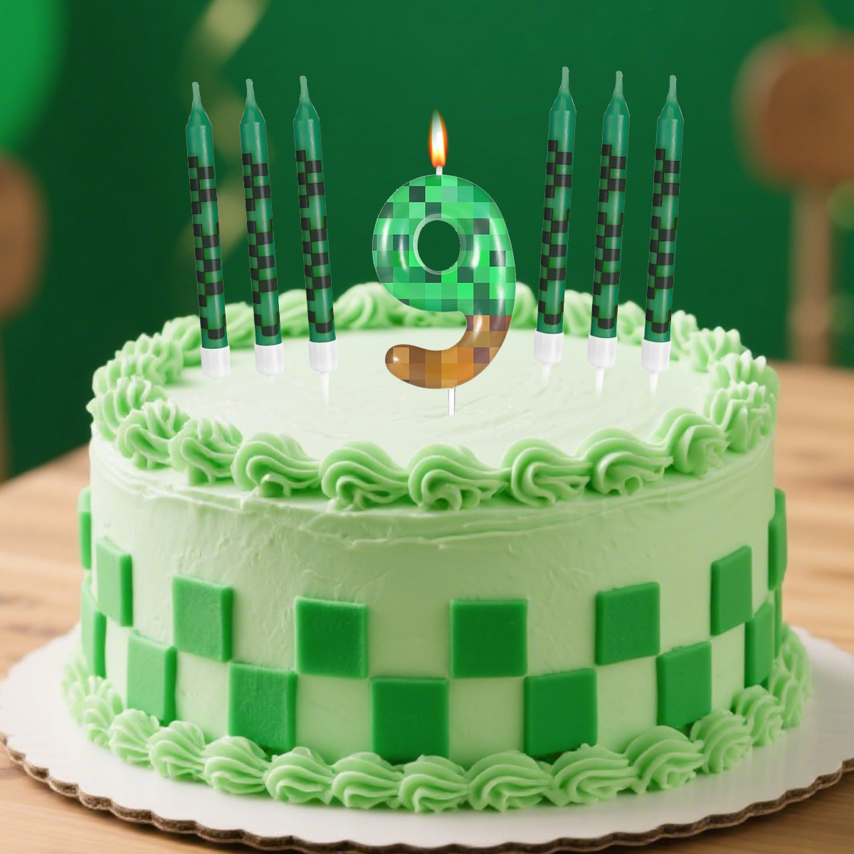 Candle Supplies Video - 7Pcs Pixel Miner Birthday Cake Candles