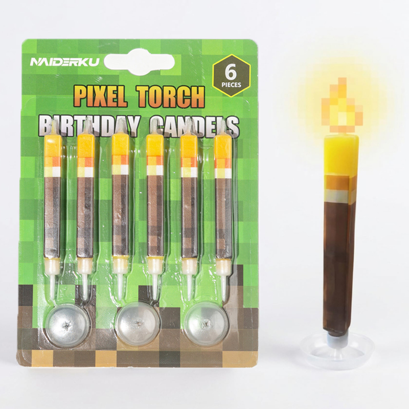 6pcs Pixel Torch Birthday Cand - Candle Supplies Video avis et prix