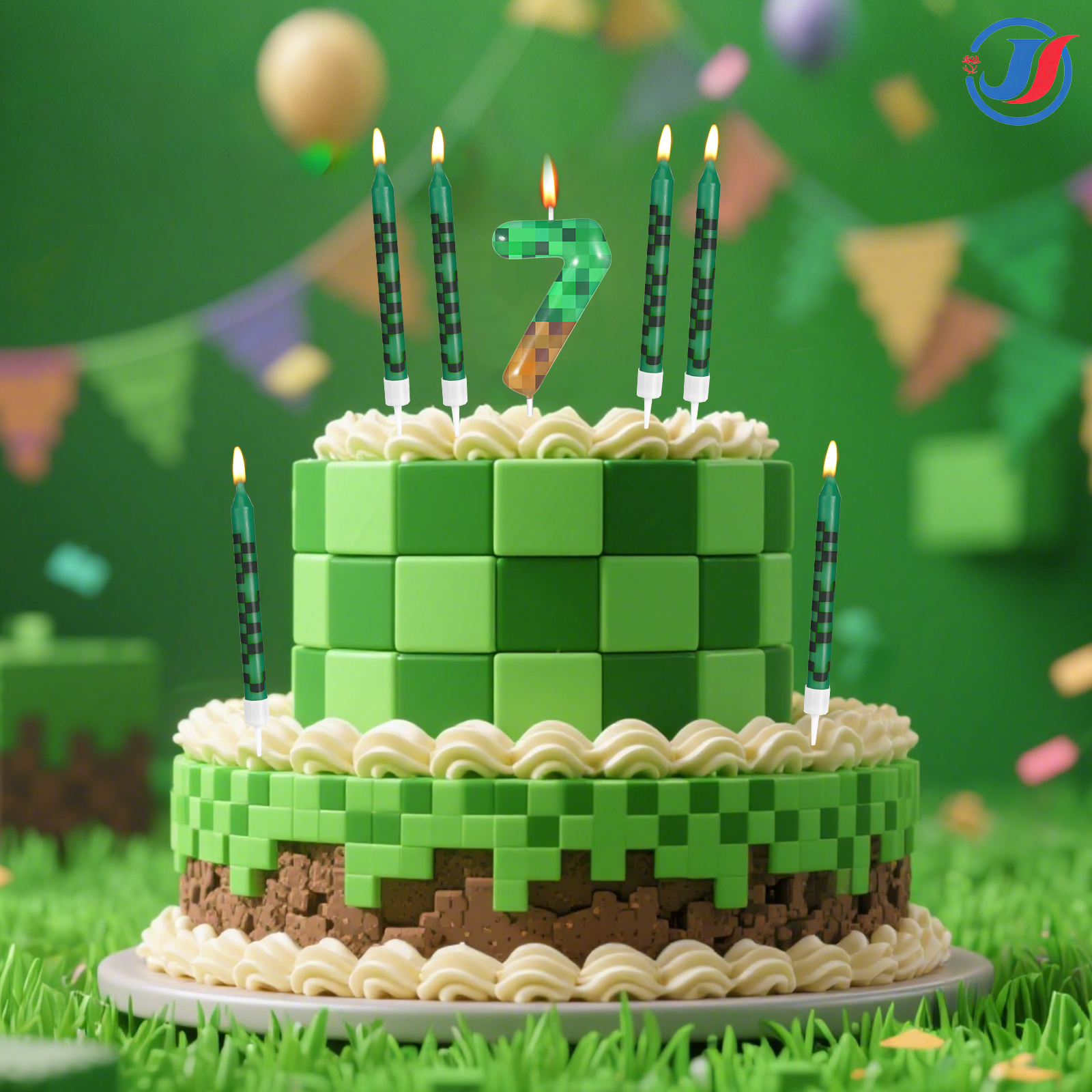 7Pcs Pixel Miner Birthday Cake - Candle Supplies Video avis et prix