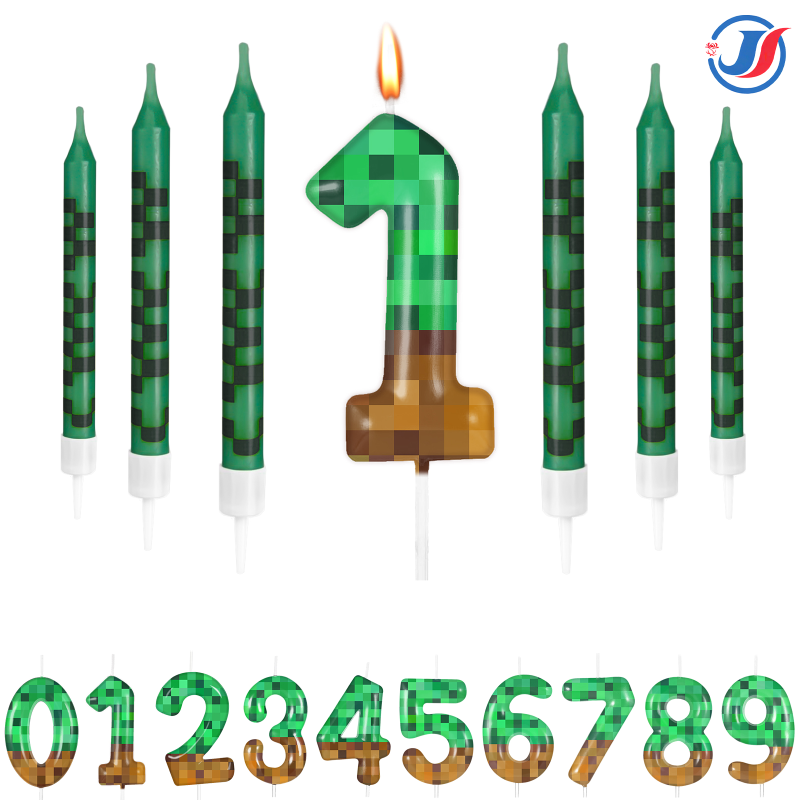 7Pcs Pixel Miner Birthday Cake - Candle Supplies Video avis et prix