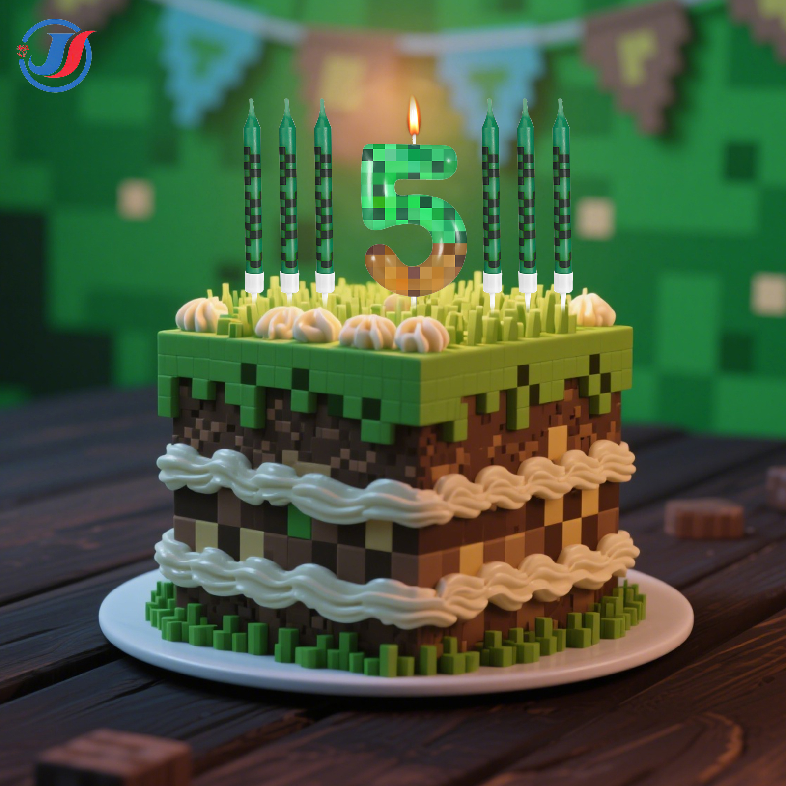 7Pcs Pixel Miner Birthday Cake - Candle Supplies Video avis et prix