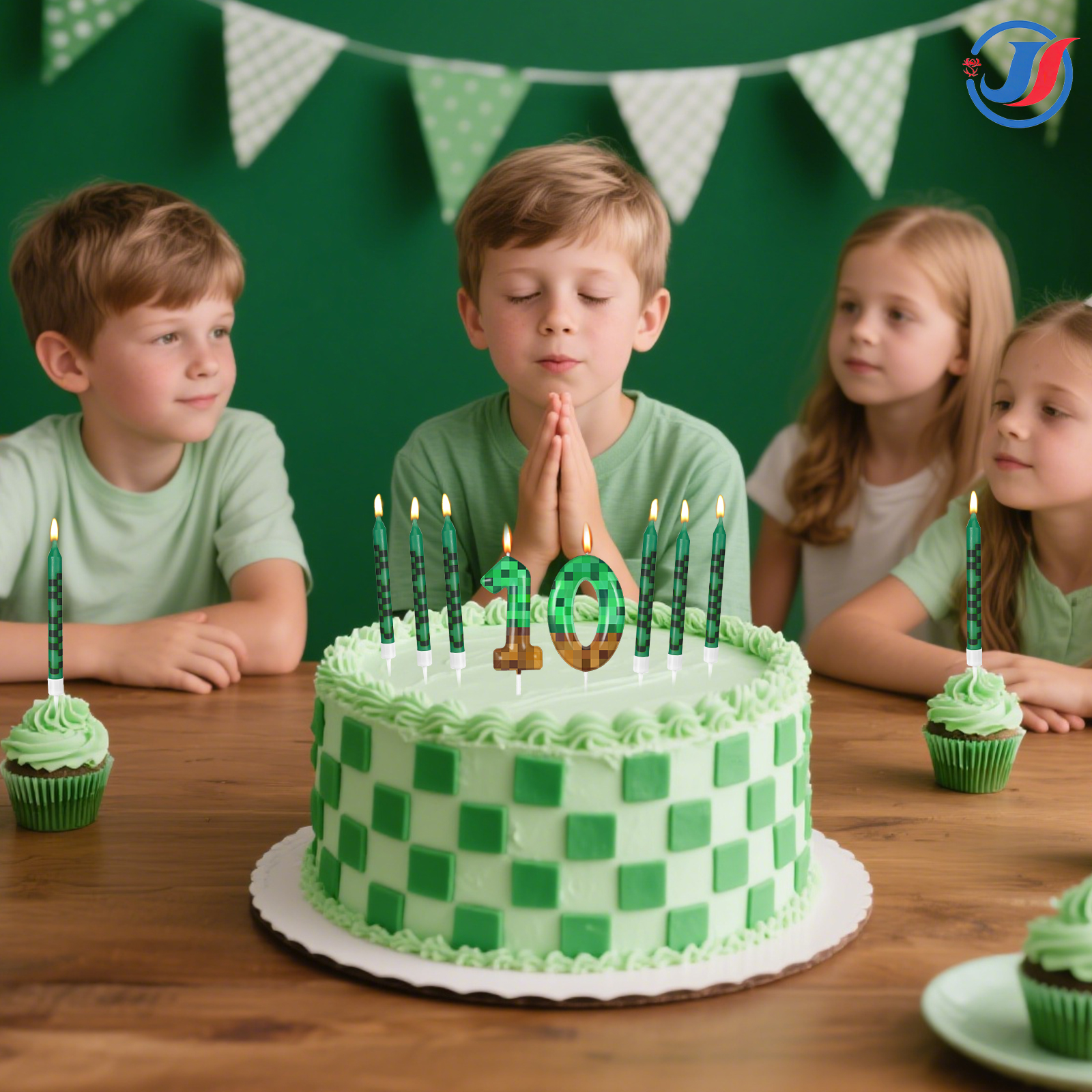 7Pcs Pixel Miner Birthday Cake - Candle Supplies Video avis et prix