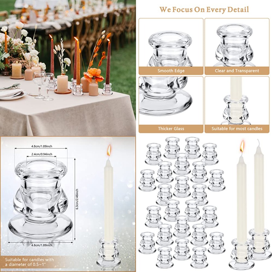 24 Pcs Candlestick Holders Gla - Candle Glass Supplies avis et prix